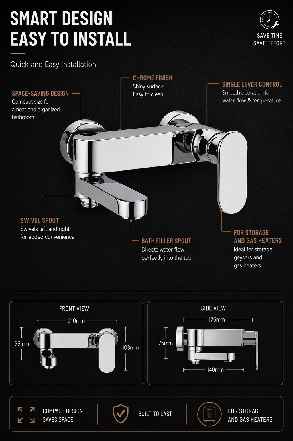 TORA Bath Mixer with Swivel Spout