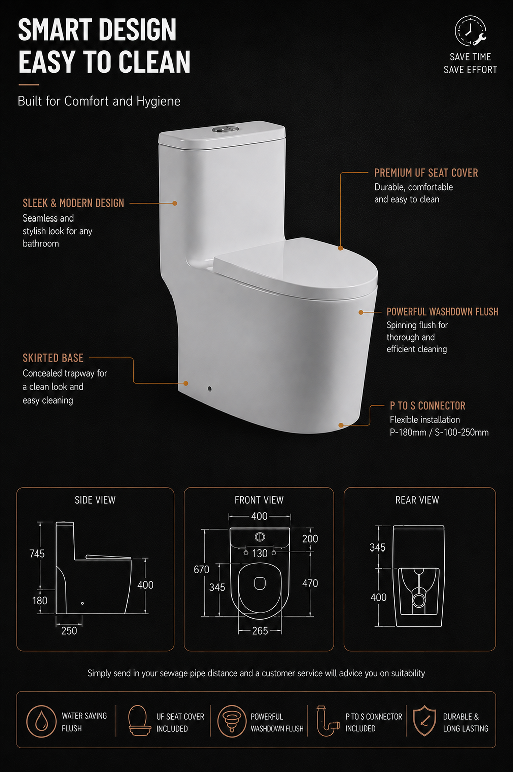 TORA VITI Washdown Toilet Bowl