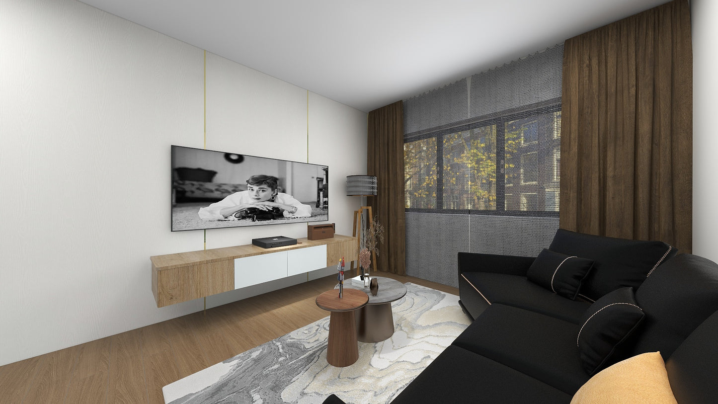 TW1060 White Oak | Waterproof TV Console Set