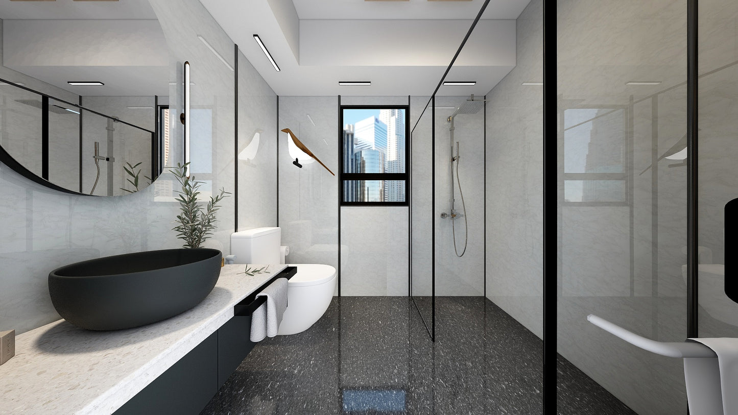 TW8120 White Peaks | HDB BTO Bathroom Makeover