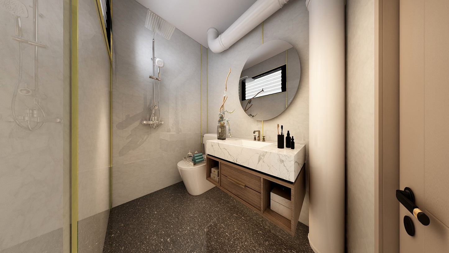 TW8120 White Peaks | Resale HDB Bathroom Makeover