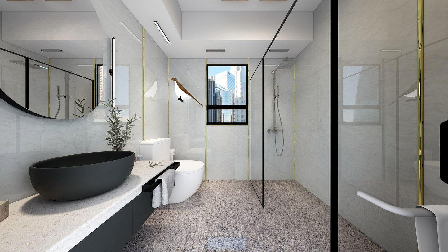 TW8120 White Peaks | HDB BTO Bathroom Makeover