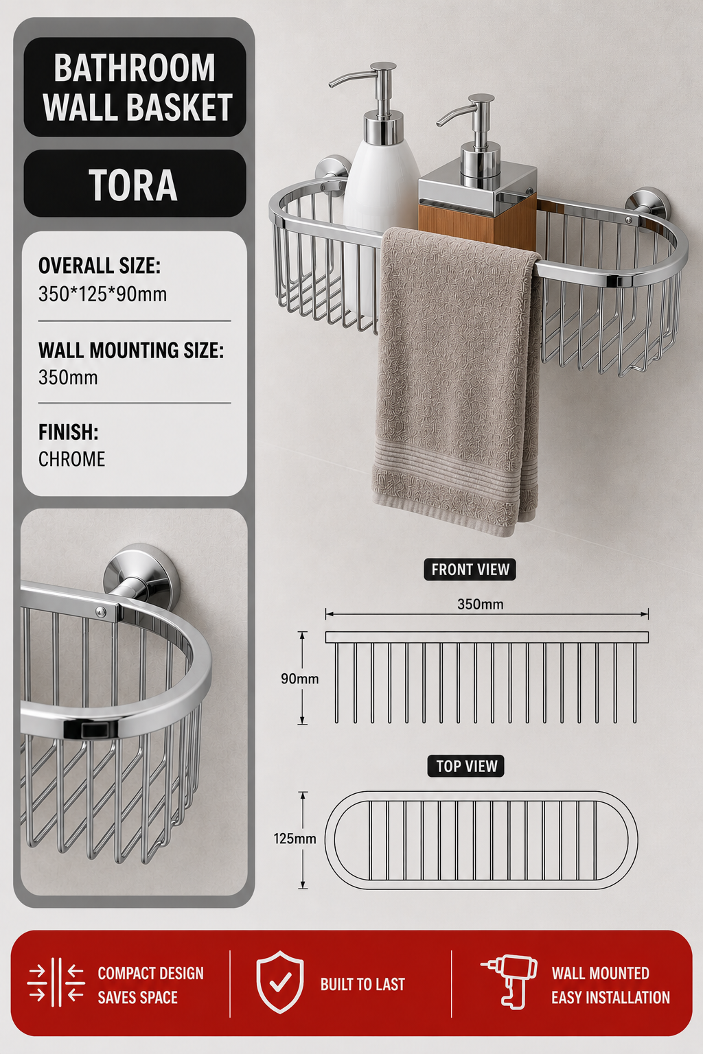 TORA Bathroom Wall Basket