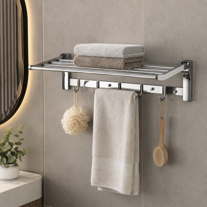 TORA Foldable Towel Rack with Hooks