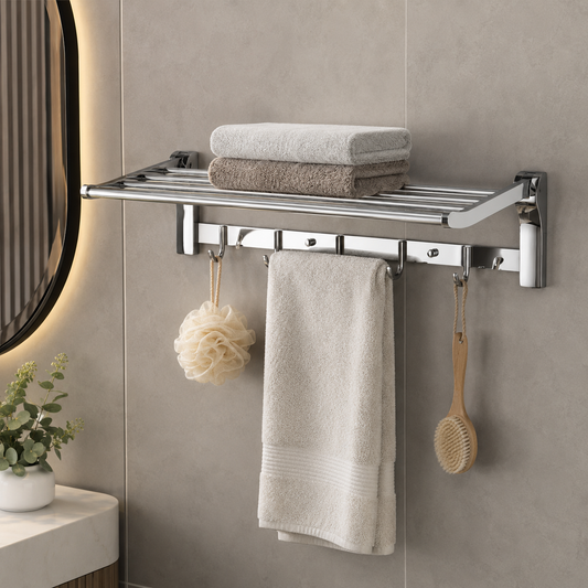 TORA Foldable Towel Rack with Hooks
