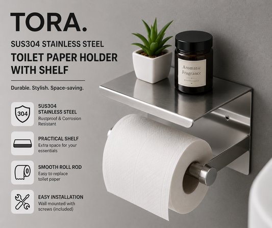 TORA Toilet Paper Holder with Shelf