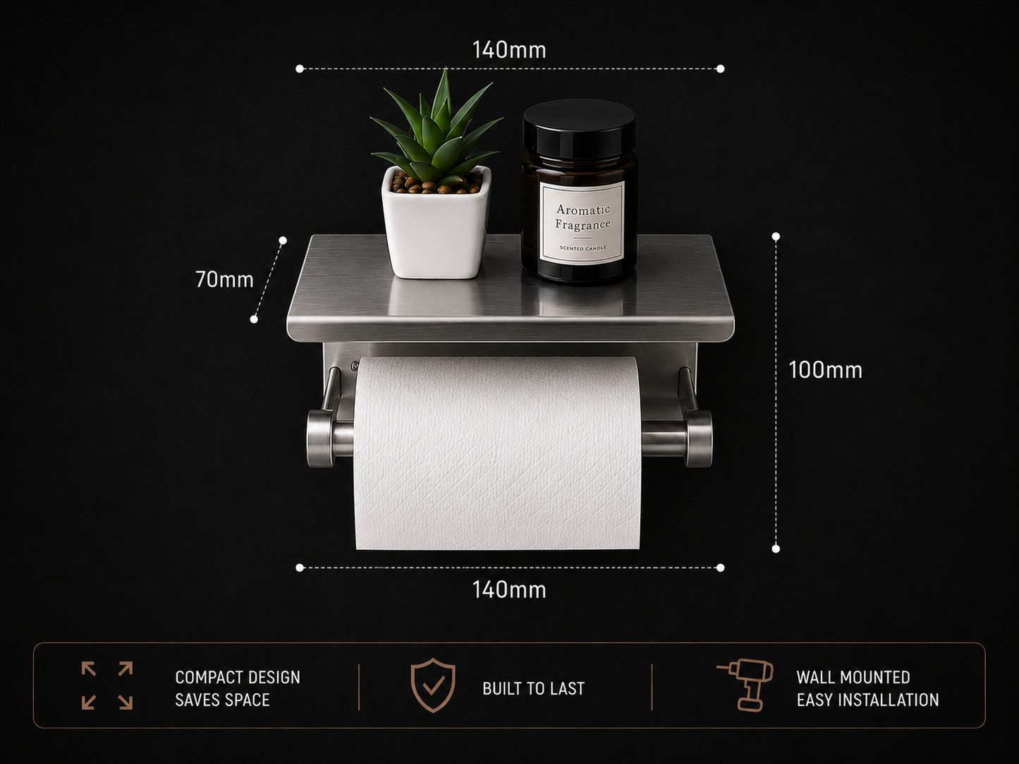 TORA Toilet Paper Holder with Shelf