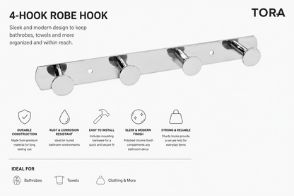TORA 4-Hook Robe Hook Rail