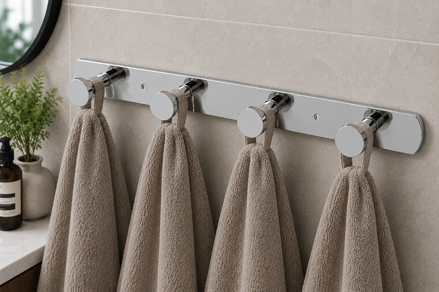 TORA 4-Hook Robe Hook Rail