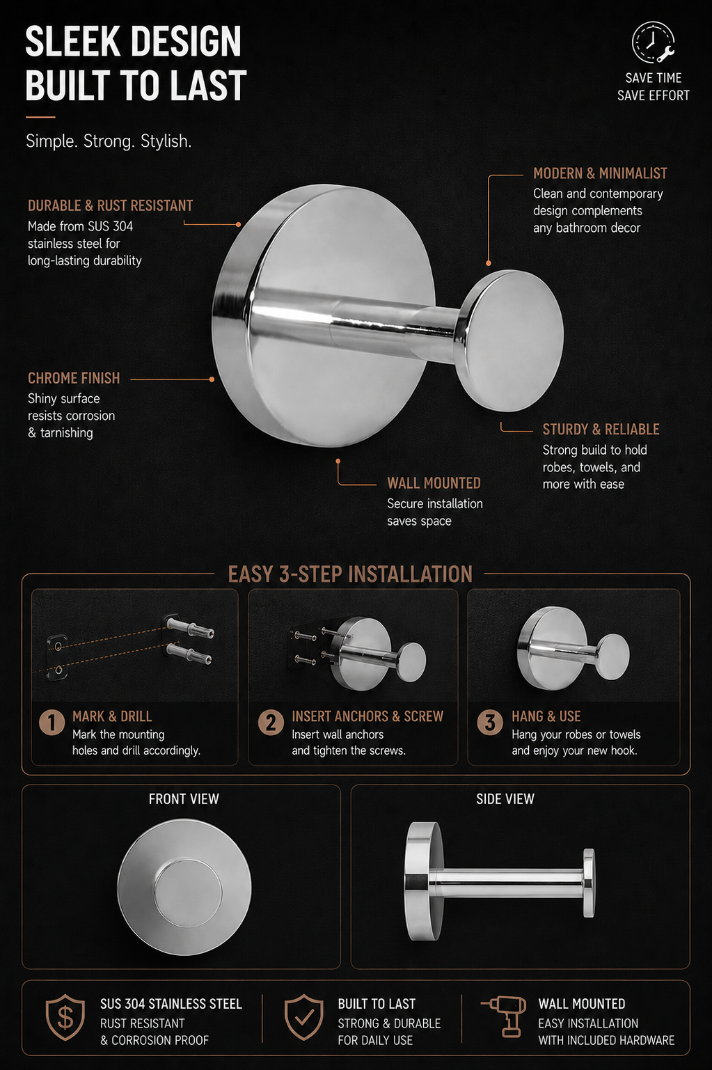 TORA Single Robe Hook