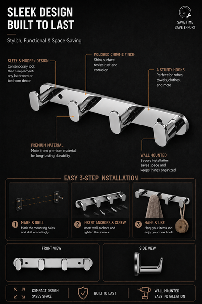 TORA 4-Hook Robe Hook