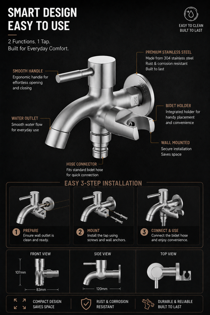 TORA 2-Way Tap with Bidet Holder