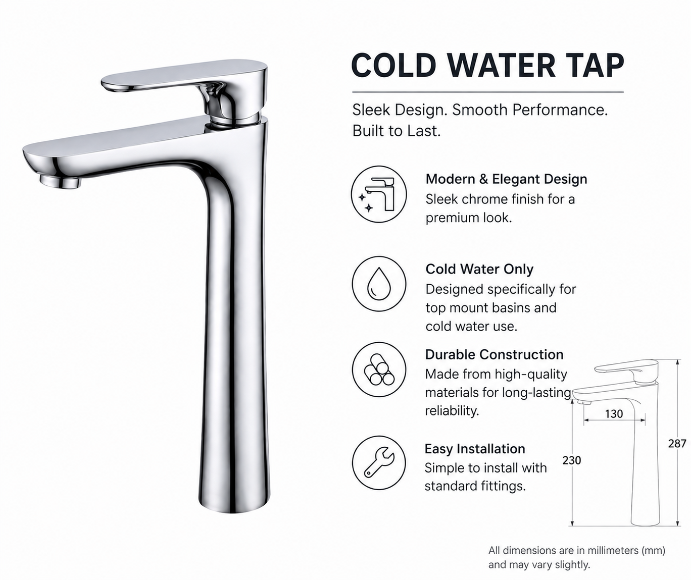 Tall Basin Tap – Cold Water